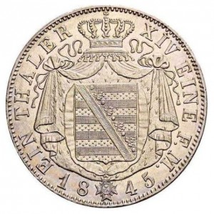 Реверс монеты Королевство Саксония, 1 талер, 1839-1849