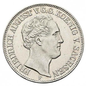 Аверс монеты Королевство Саксония, 1 талер, 1850-1854, Только текст номинала на реверсе