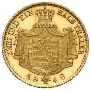 Реверс монеты Королевство Саксония, 2½ талера, 1842-1854