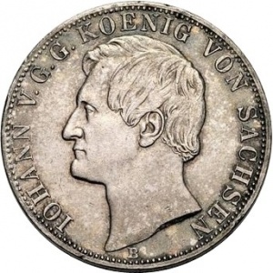 Аверс монеты Королевство Саксония, 2 союзных талера, 1861