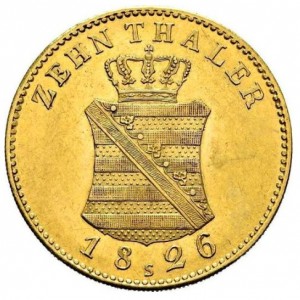 Реверс монеты Королевство Саксония, 10 талеров, 1825-1827