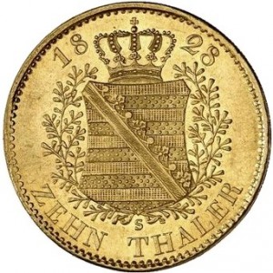 Реверс монеты Королевство Саксония, 10 талеров, 1827-1828