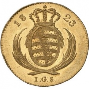 Реверс монеты Королевство Саксония, 1 дукат, 1823