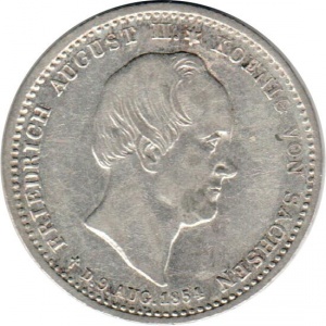 Аверс монеты Королевство Саксония, ⅙ талера, 1854, Смерть Короля Фридриха Августа II