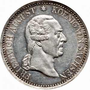 Аверс монеты Королевство Саксония, 1 талер, 1827, Смерть Короля Фридриха Августа I
