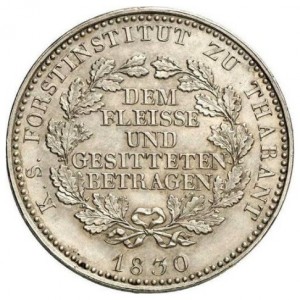 Реверс монеты Королевство Саксония, 1 талер, 1830, Призовой талер Тарантской лесной академии