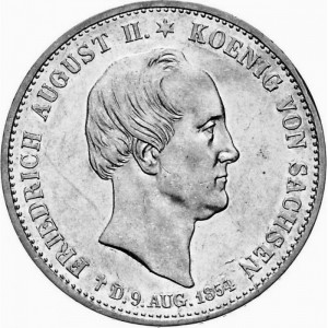 Аверс монеты Королевство Саксония, 1 талер, 1854, Смерть Короля Фридриха Августа II