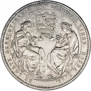 Реверс монеты Королевство Саксония, 2 талера, 1854, Смерть Короля Фридриха Августа II