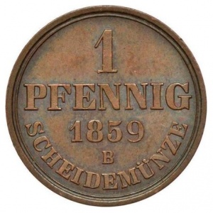 Реверс монеты Королевство Ганновер, 1 пфенниг, 1858-1864