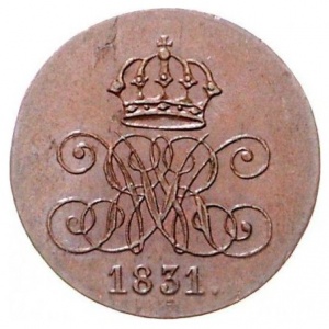Аверс монеты Королевство Ганновер, 2 пфеннига, 1831-1834