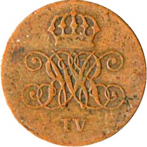 Аверс монеты Королевство Ганновер, 2 пфеннига, 1834