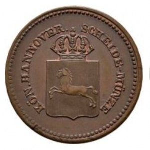 Аверс монеты Королевство Ганновер, 2 пфеннига, 1837, Герб на аверсе, номинал 2 PFENNIG