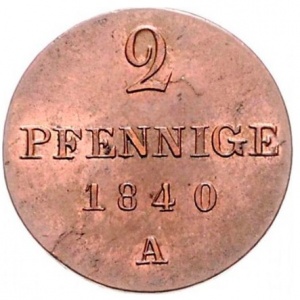 Реверс монеты Королевство Ганновер, 2 пфеннига, 1837-1846
