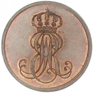 Аверс монеты Королевство Ганновер, 2 пфеннига, 1845-1851