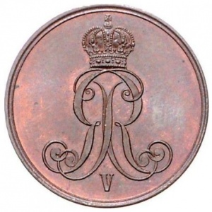 Аверс монеты Королевство Ганновер, 2 пфеннига, 1852-1856