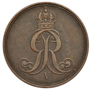 Аверс монеты Королевство Ганновер, 2 пфеннига, 1858-1864