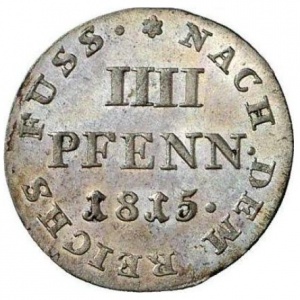 Реверс монеты Королевство Ганновер, 4 пфеннига, 1814-1816