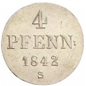 Реверс монеты Королевство Ганновер, 4 пфеннига, 1838-1842