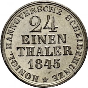Реверс монеты Королевство Ганновер, 1/24 талера, 1845-1846