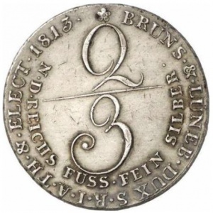 Реверс монеты Королевство Ганновер, ⅔ талера, 1813-1814