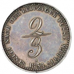 Реверс монеты Королевство Ганновер, ⅔ талера, 1834
