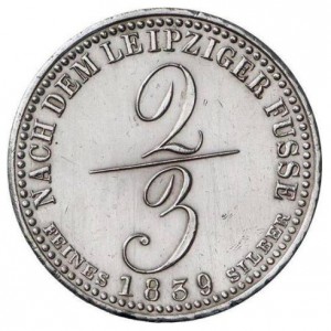 Реверс монеты Королевство Ганновер, ⅔ талера, 1838-1839