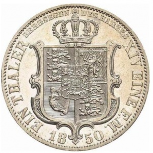 Реверс монеты Королевство Ганновер, 1 талер, 1849-1851
