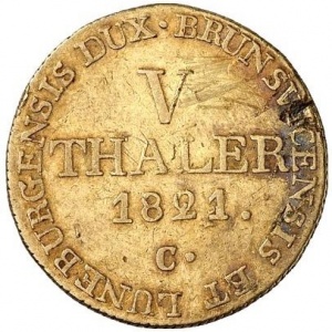 Реверс монеты Королевство Ганновер, 5 талеров, 1821