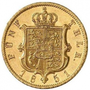 Реверс монеты Королевство Ганновер, 5 талеров, 1849-1851