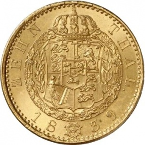 Реверс монеты Королевство Ганновер, 10 талеров, 1839