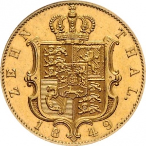 Реверс монеты Королевство Ганновер, 10 талеров, 1849-1851