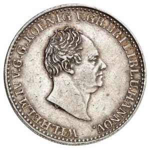 Аверс монеты Королевство Ганновер, ⅔ талера, 1834, Серебряные рудники Клаусталя