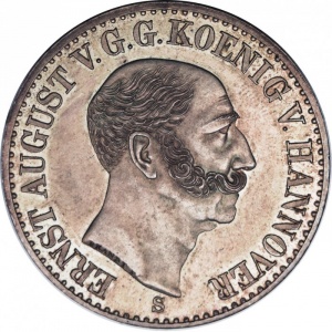 Аверс монеты Королевство Ганновер, 1 талер, 1843, Свадьба Принца Георга и Герцогини Марии