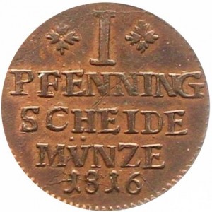 Реверс монеты Герцогство Брауншвейг, 1 пфенниг, 1816-1818