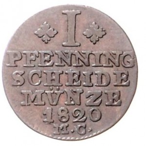 Реверс монеты Герцогство Брауншвейг, 1 пфенниг, 1819-1820