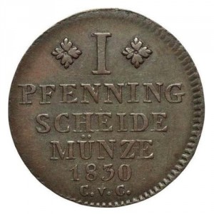 Реверс монеты Герцогство Брауншвейг, 1 пфенниг, 1823-1830