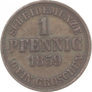 Реверс монеты Герцогство Брауншвейг, 1 пфенниг, 1859-1860