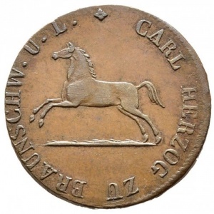 Аверс монеты Герцогство Брауншвейг, 2 пфеннига, 1824-1830