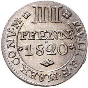 Реверс монеты Герцогство Брауншвейг, 4 пфеннига, 1820