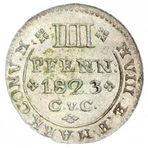 Реверс монеты Герцогство Брауншвейг, 4 пфеннига, 1823
