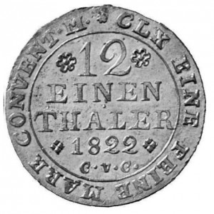 Реверс монеты Герцогство Брауншвейг, ¹⁄₁₂ талера, 1821-1823