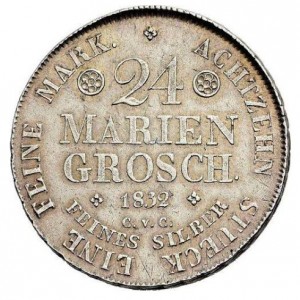 Реверс монеты Герцогство Брауншвейг, 24 мариенгроша, 1832-1834