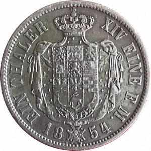 Реверс монеты Герцогство Брауншвейг, 1 талер, 1853-1855