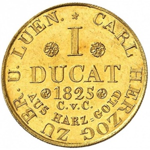 Реверс монеты Герцогство Брауншвейг, 1 дукат, 1825