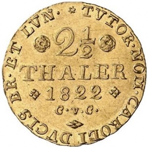 Реверс монеты Герцогство Брауншвейг, 2½ талера, 1822