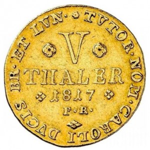 Реверс монеты Герцогство Брауншвейг, 5 талеров, 1816-1819