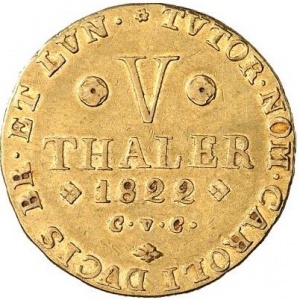 Реверс монеты Герцогство Брауншвейг, 5 талеров, 1822-1823