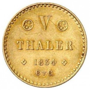 Реверс монеты Герцогство Брауншвейг, 5 талеров, 1832-1834