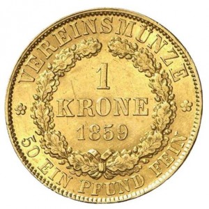 Реверс монеты Герцогство Брауншвейг, 1 крона, 1858-1859