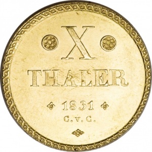 Реверс монеты Герцогство Брауншвейг, 10 талеров, 1831
